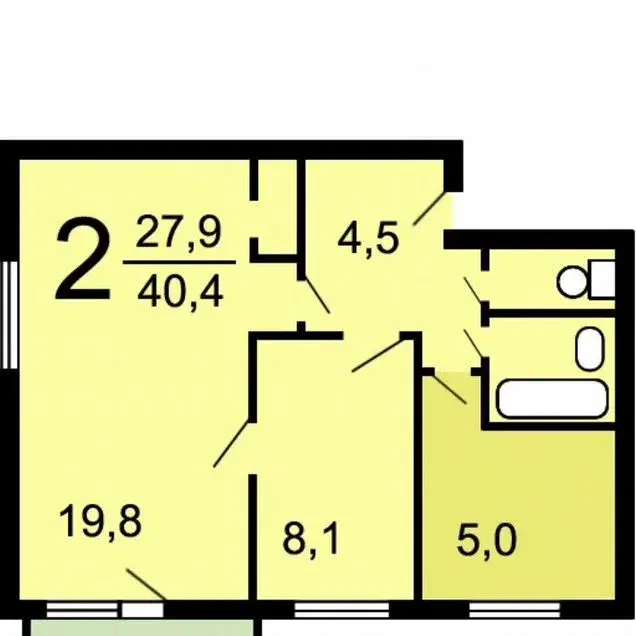 2-к · 40,1 м² · 1/1