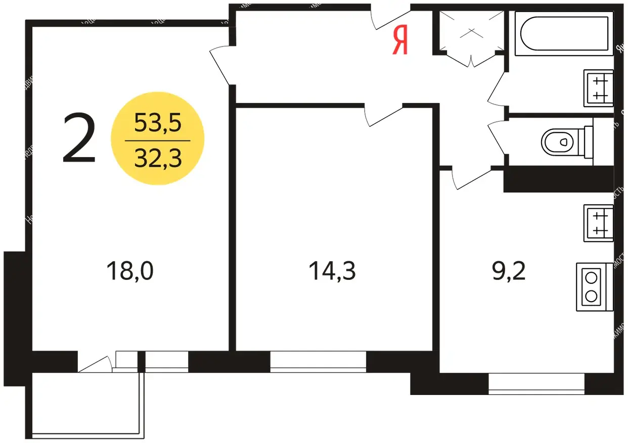 2-к · 54,2 м² · 8/16