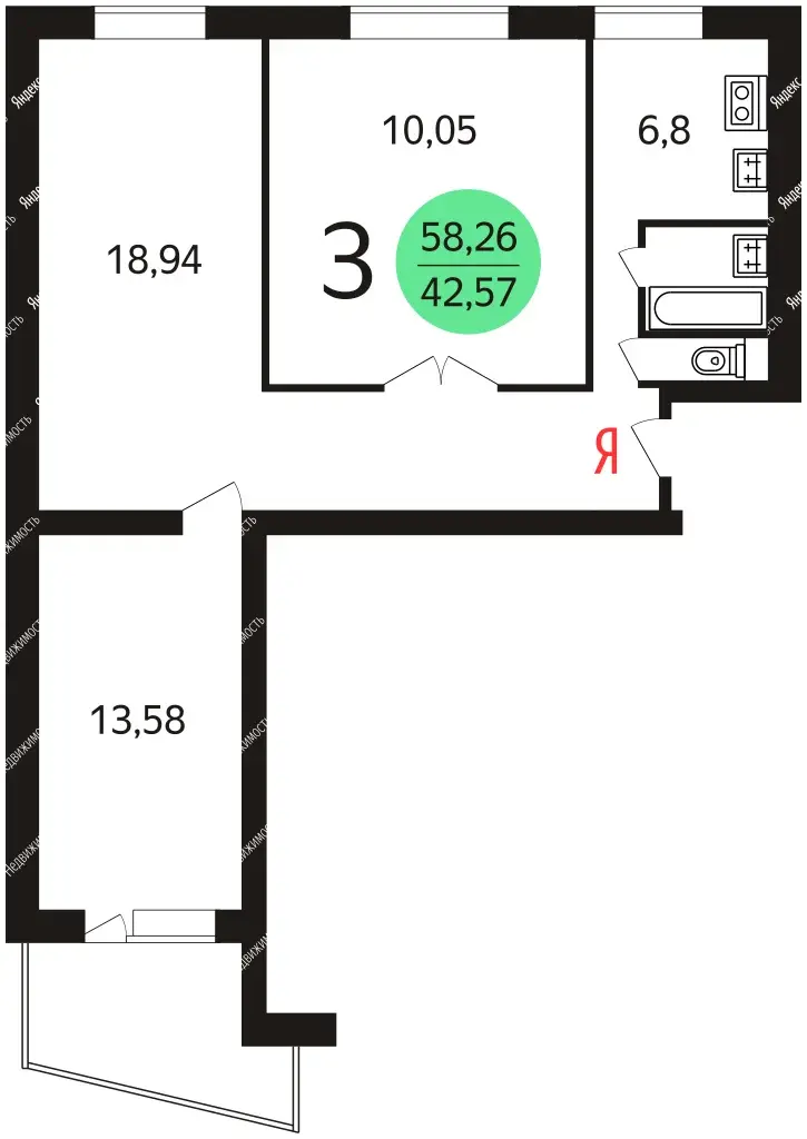 3-к · 60 м² · 4/9