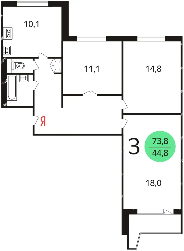 3-к · 73,8 м² · 5/17